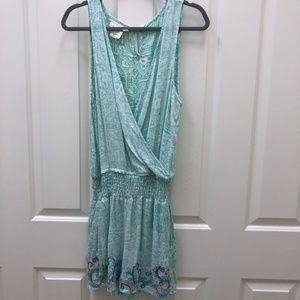 Green Dragon Sleeveless beaded V-Neck Print Romper